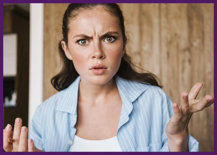 up close photo of an angry woman - how do you treat your doctors
