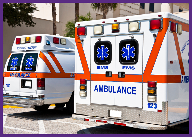 photo of two ambulances parked outside a hospital - personal stories of diagnostic errors