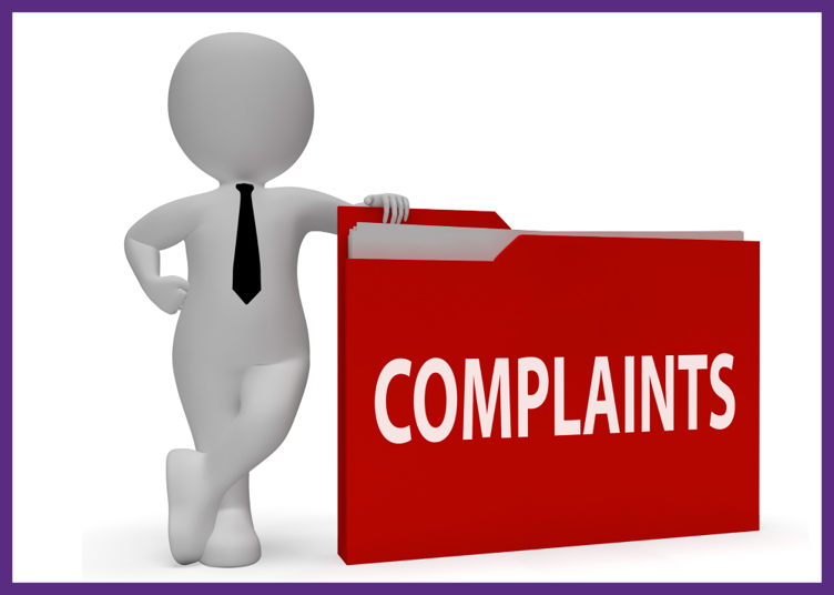 digital image of a clay figure standing next to a red file that says complaints - Hospital Patients can Resolve Problems by filing a formal complaint