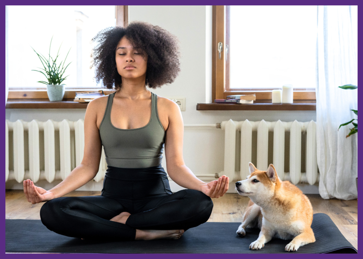 photo of a woman doing yoga which can help with caregiving stress