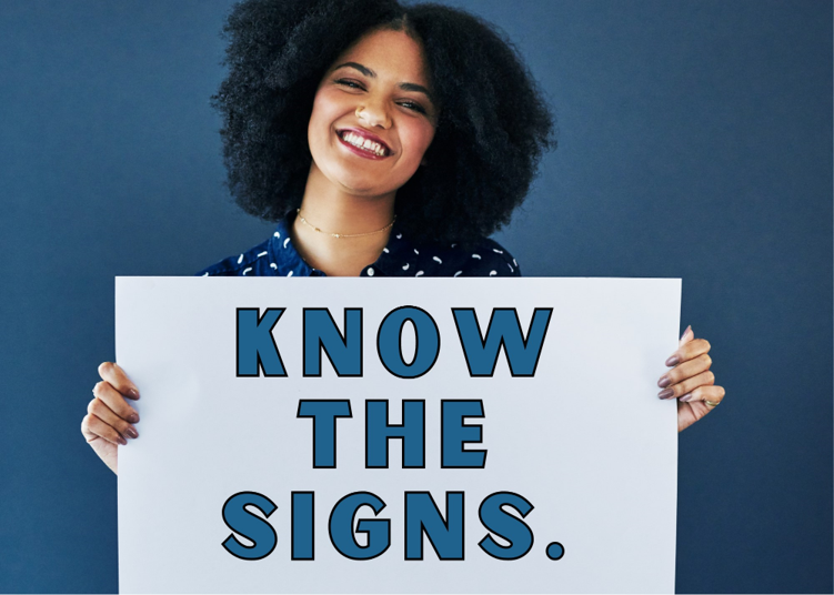 photo of a smiling young woman holding a large sign that reads Know the ...